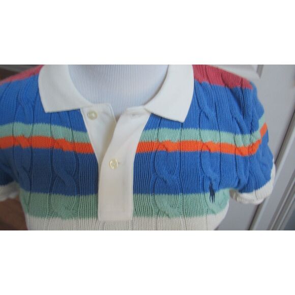 POLO RALPH LAUREN SLIM FIT STRIPED POLO WITH CREAM COLOR COLLAR SIZE SMALL - Picture 2 of 4